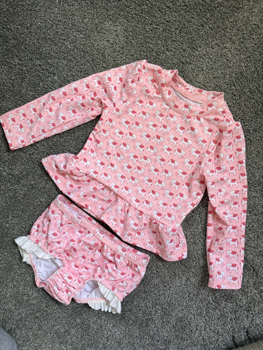 Janie and Jack Pink Elephant Two-Piece Swim Set